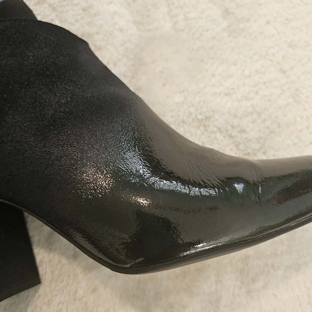 NEW Black Block Heel Leather Ankle Boots Size 9 Ombre Work Party Fall Feminine - Picture 9 of 10